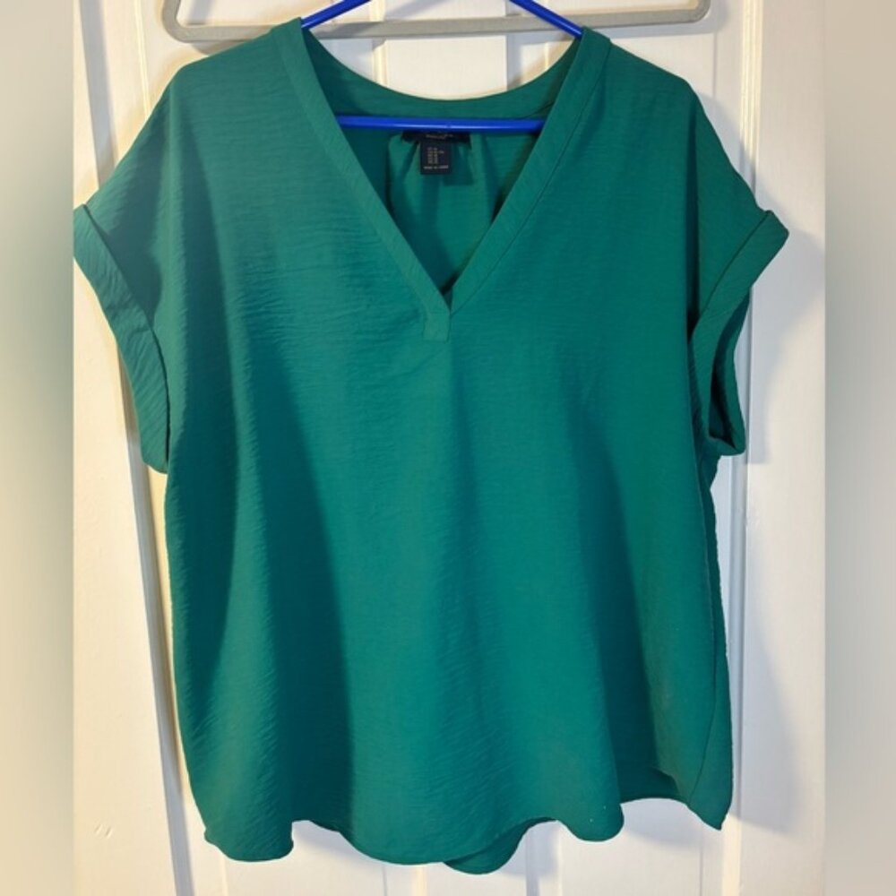 RACHEL Rachel Roy Teal V-Neck Blouse